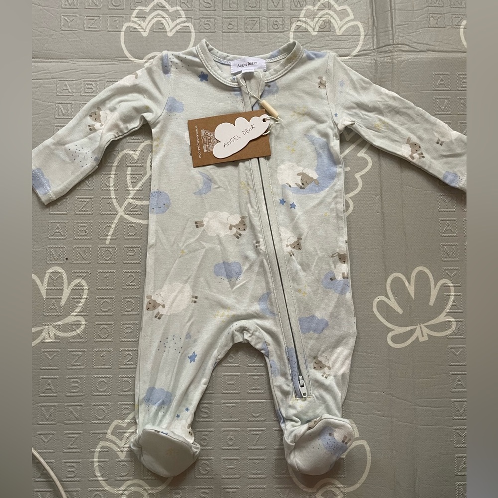 Nwt angel dear newborn footie ( baby sheep blue )